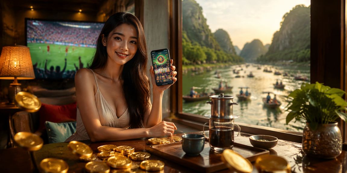 Người dùng tại Ninh Bình trải nghiệm casino trực tuyến qua điện thoại tại quán cà phê